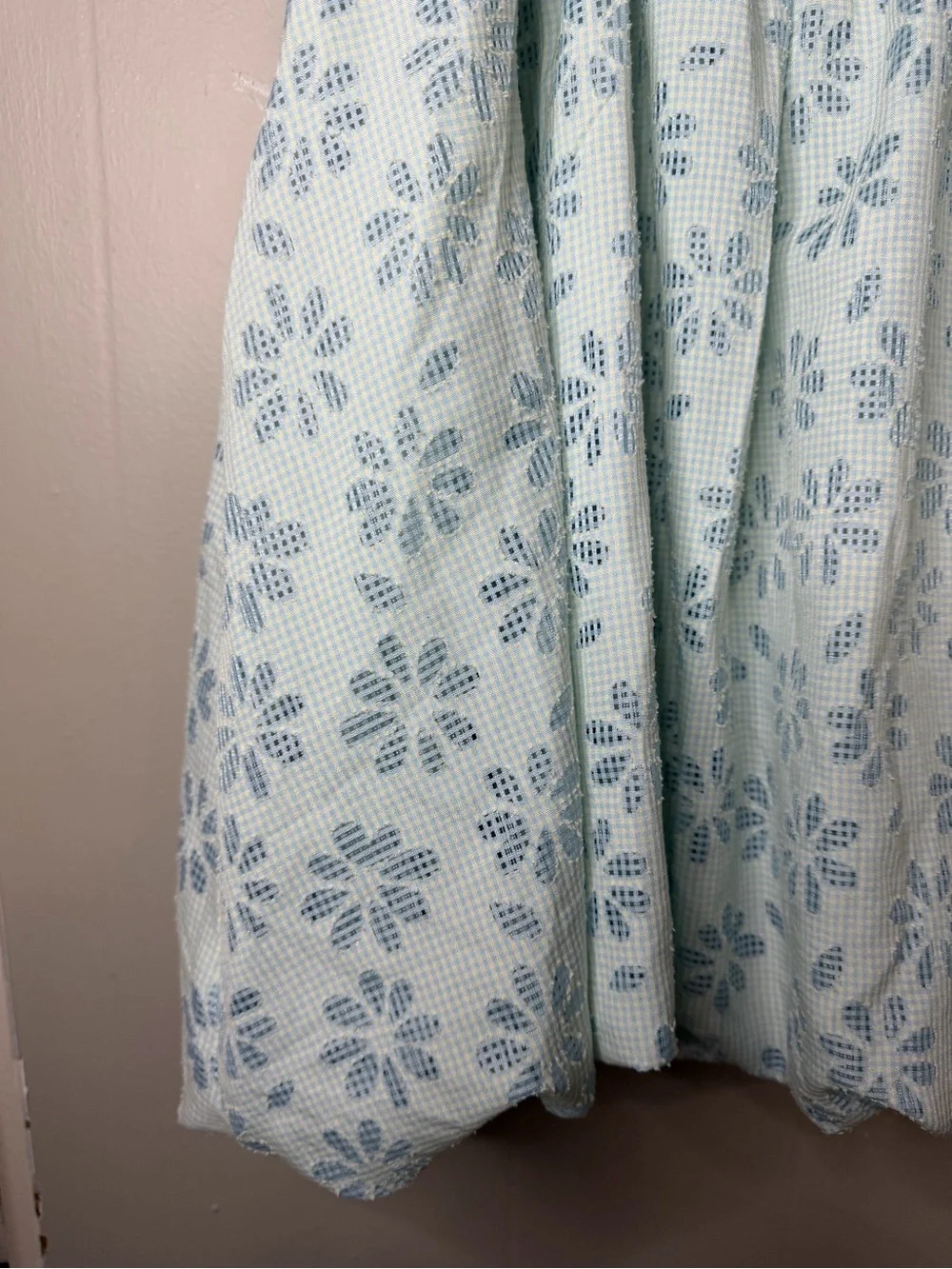 Storia Mini Mint Green Gingham Pattern Square Neck Babydoll Dress Size Small